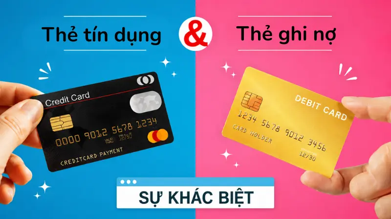 Khác biệt cốt lõi của hai dòng thẻ nằm ở nguồn tiền: thẻ tín dụng dùng tiền ứng trước của ngân hàng, trong khi thẻ ghi nợ dùng tiền cá nhân.